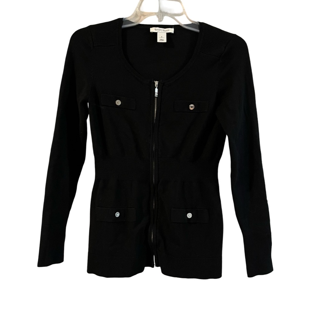 White House Black Market Black Zippered Sweater
